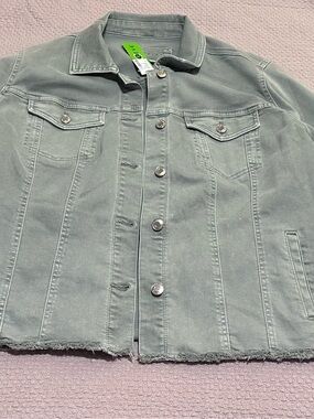 Maurices Sage Green Denim Jacket - women’s plus size 2X